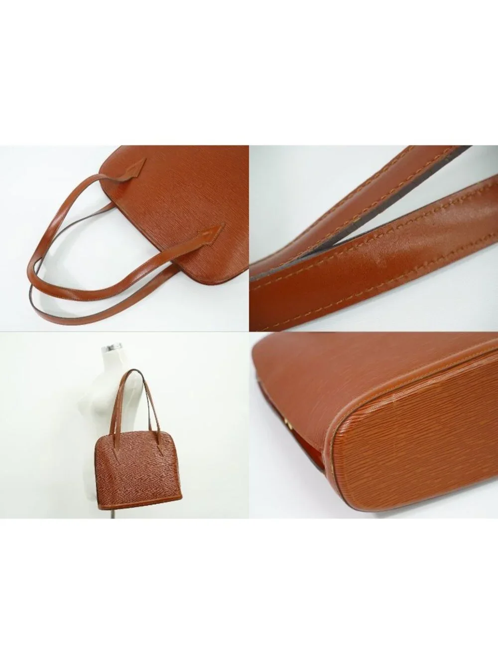 Louis Vuitton LV Lussac Epi Leather Shoulder Bag Tote Brown